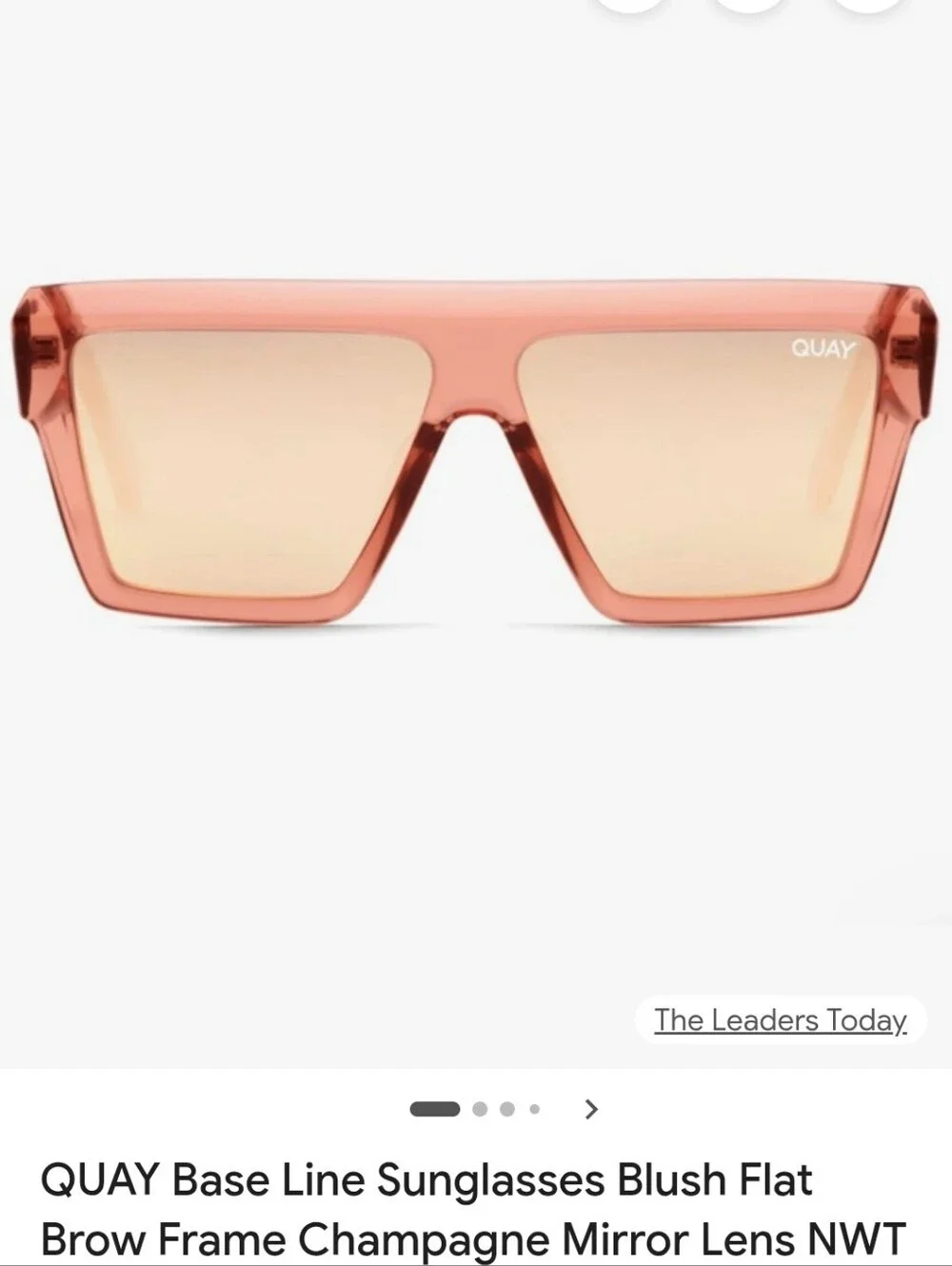 QUAY Base Line Sunglasses Blush Flat Brow Frame Champagne Mirror Lens